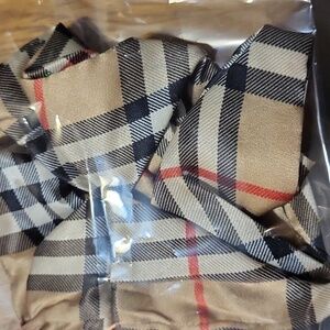 Plaid Scrunchie with Red and Black Accents. Silk